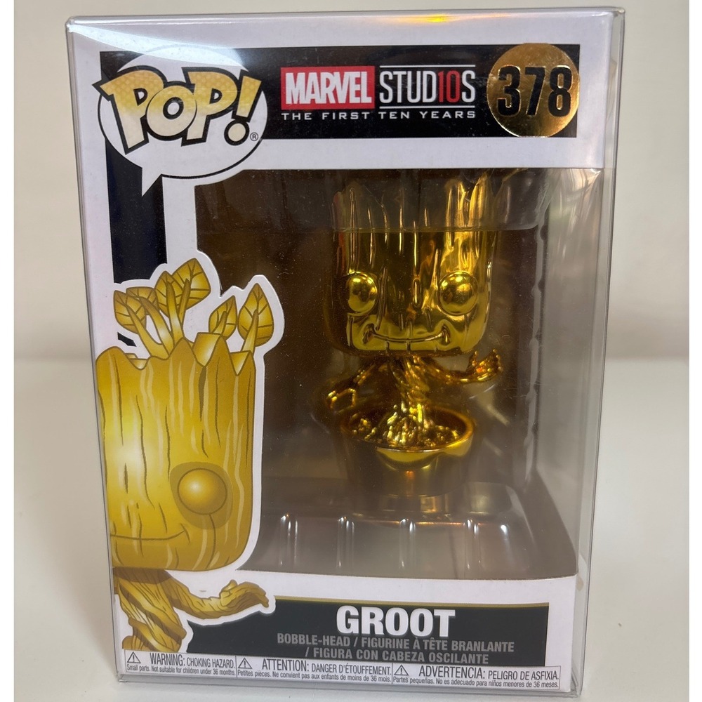 Funko Pop Marvel Studios The First Ten Years Groot 378 Gold Chrome Bobble-Head
